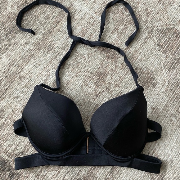 Victorias Secret Push Up/Padded Halter Tie Swim Top | Black | 34C - Picture 1 of 4